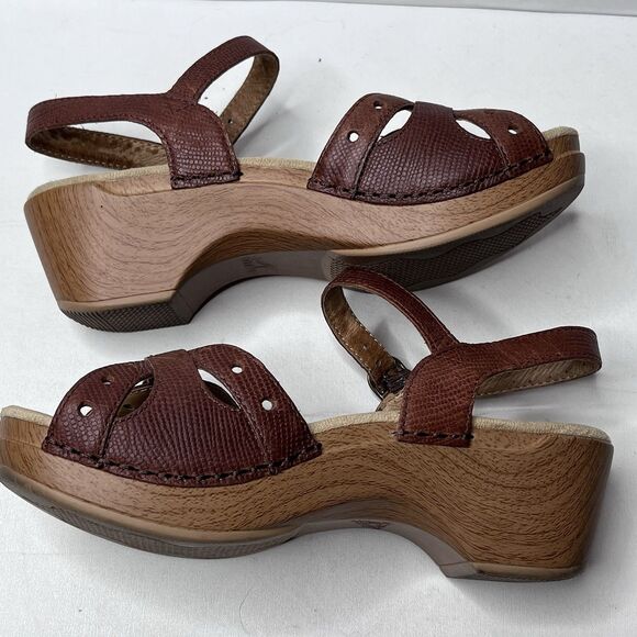 Dansko Sissy Brown Leather Buckle Strap Open Toe Clog Sandal Women’s Sz 37/6.5 - Picture 6 of 11